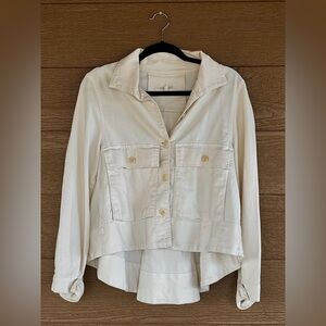 THE GREAT. Women's Cream Button-Front Light Denim Jacket Sz 1